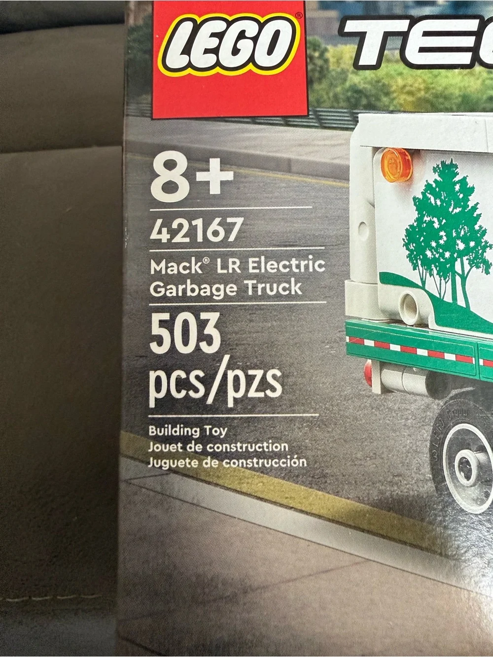 LEGO Technic Mack LR Electric Garbage Truck - White & Green Accents